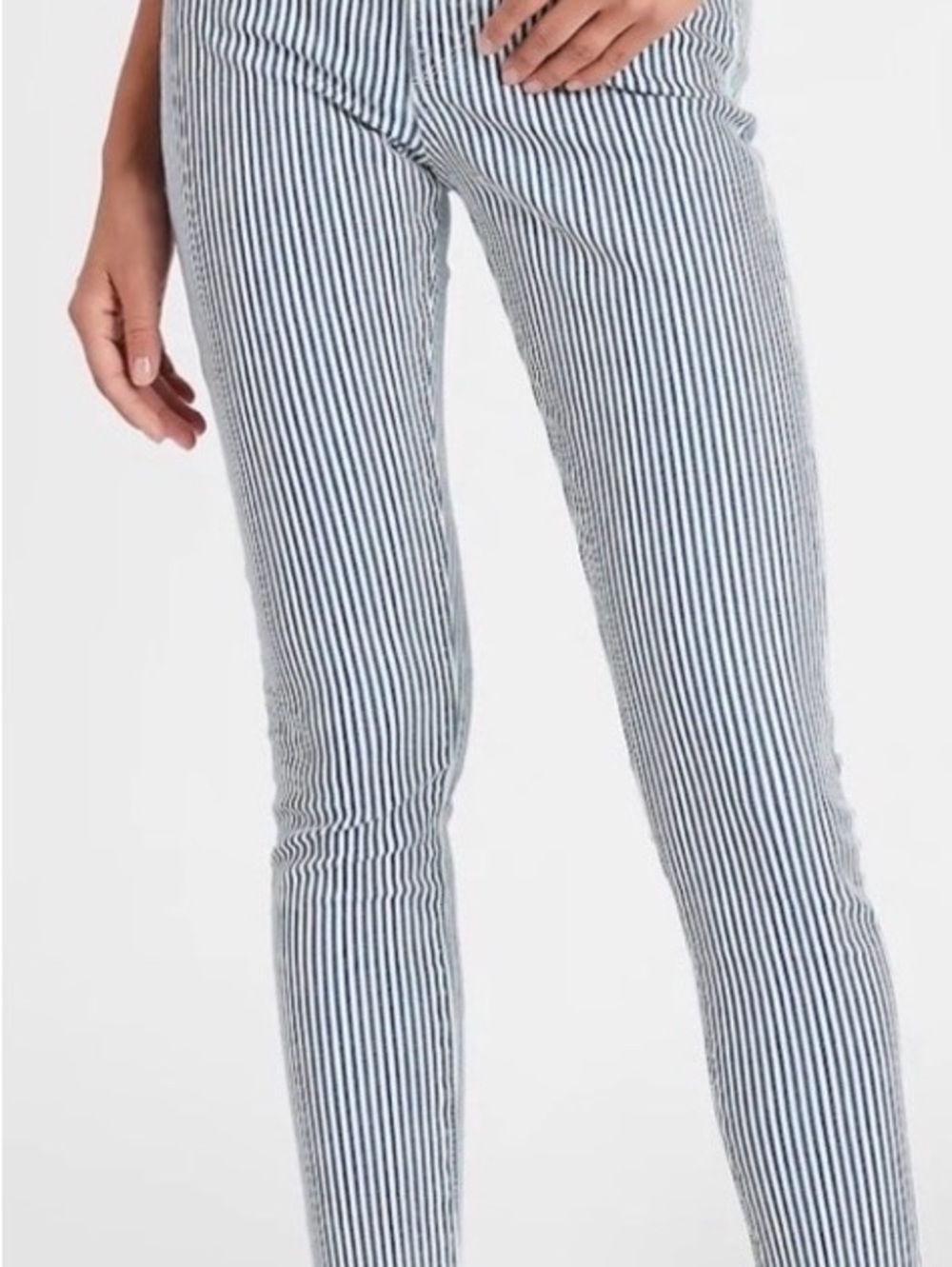 Charter Club Women Striped Seersucker Chinos - Light Blue & White